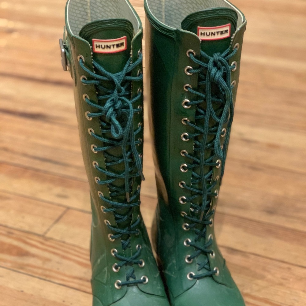 SUPER RARE-Tall Lace Up Hunter-Green-US Women’s 9